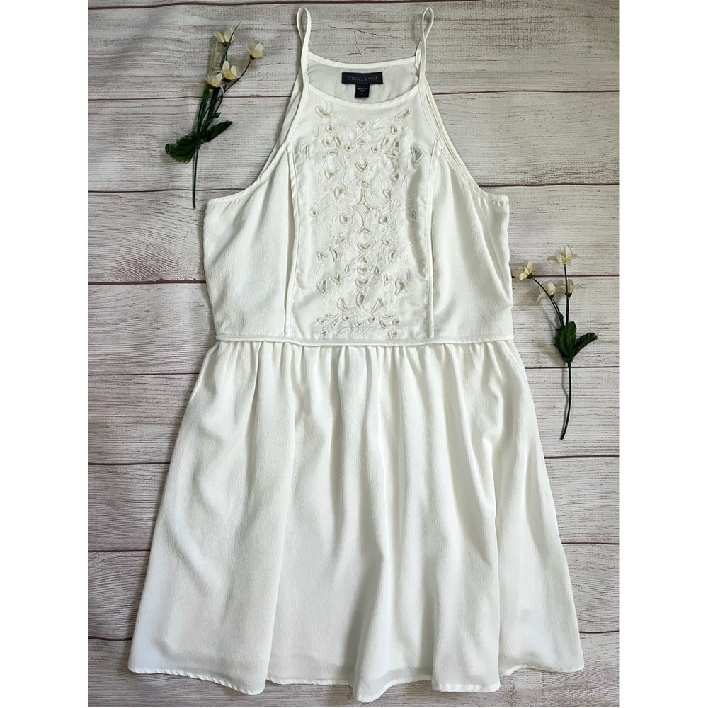 Kendall & Kylie Beaded Eyelet Hight Neck Sleeveless Dress